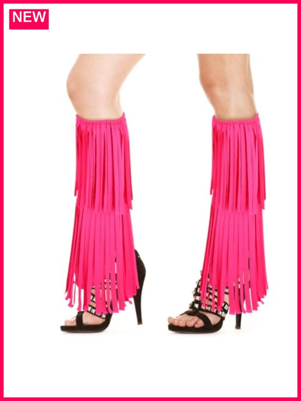 Women's Pink Fringe Leg Warmers 60s Hippie Boot Covers